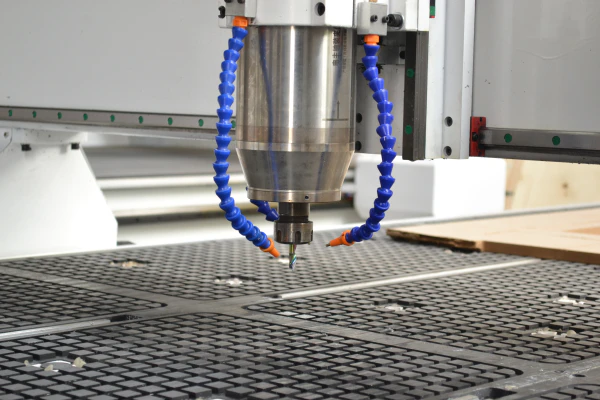 close-up of CNC router spindle